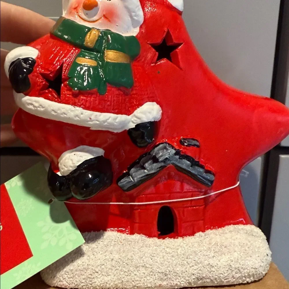 Festive Red Light-Up Santa Star Decoration